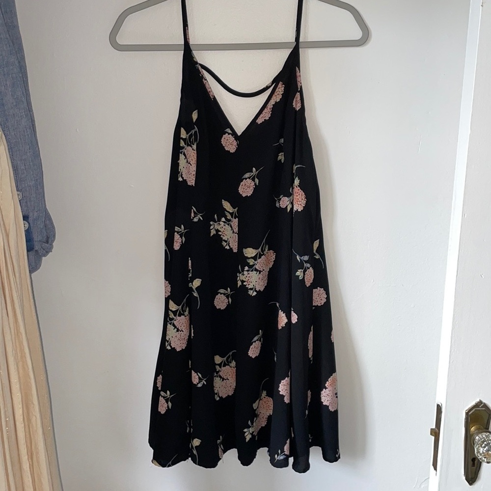 Black and floral swing dress